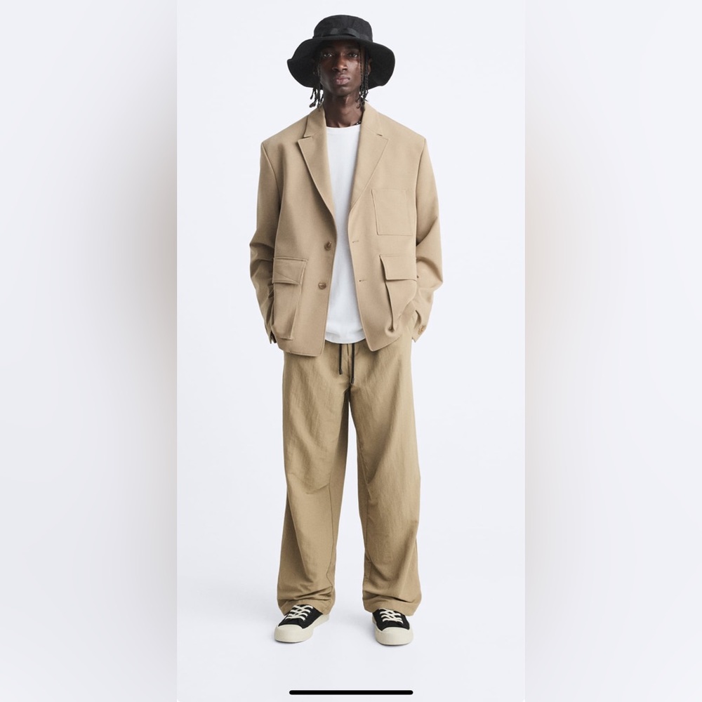 Zara Man Technical  Parachute  Pants